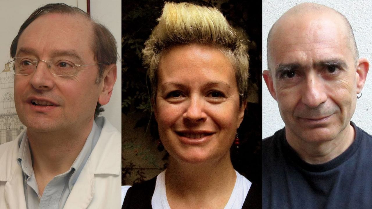 Los investigadores Ramón Mangues, Esther Vázquez y Antonio Villaverde. CIBER-BBN