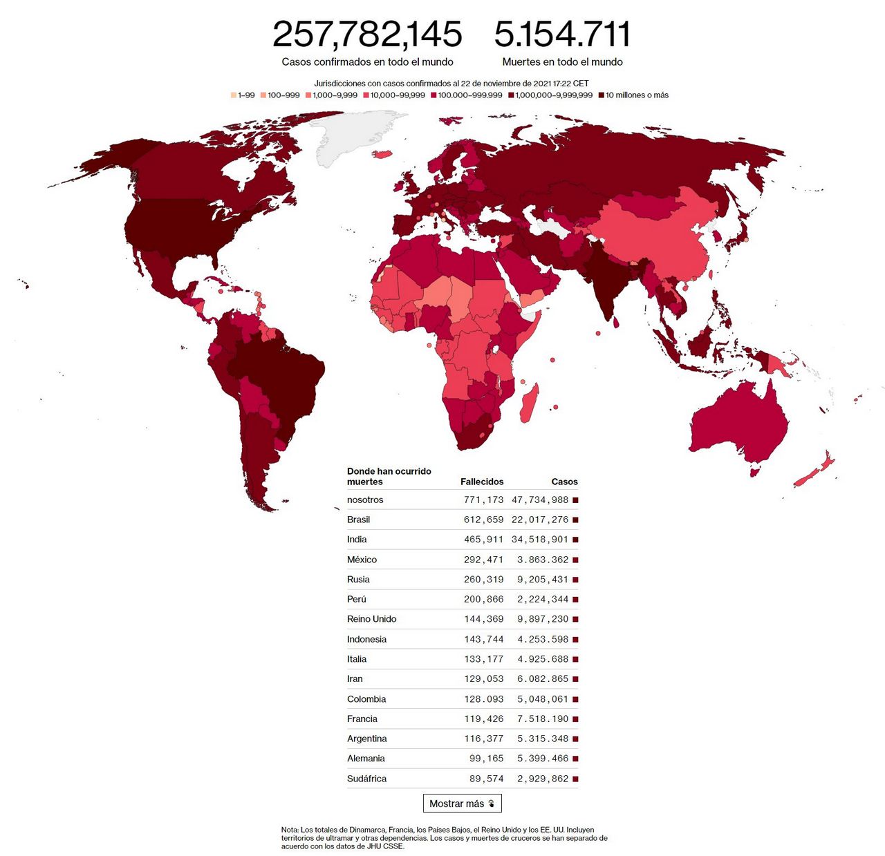 Mapeo del brote de coronavirus en todo el mundo