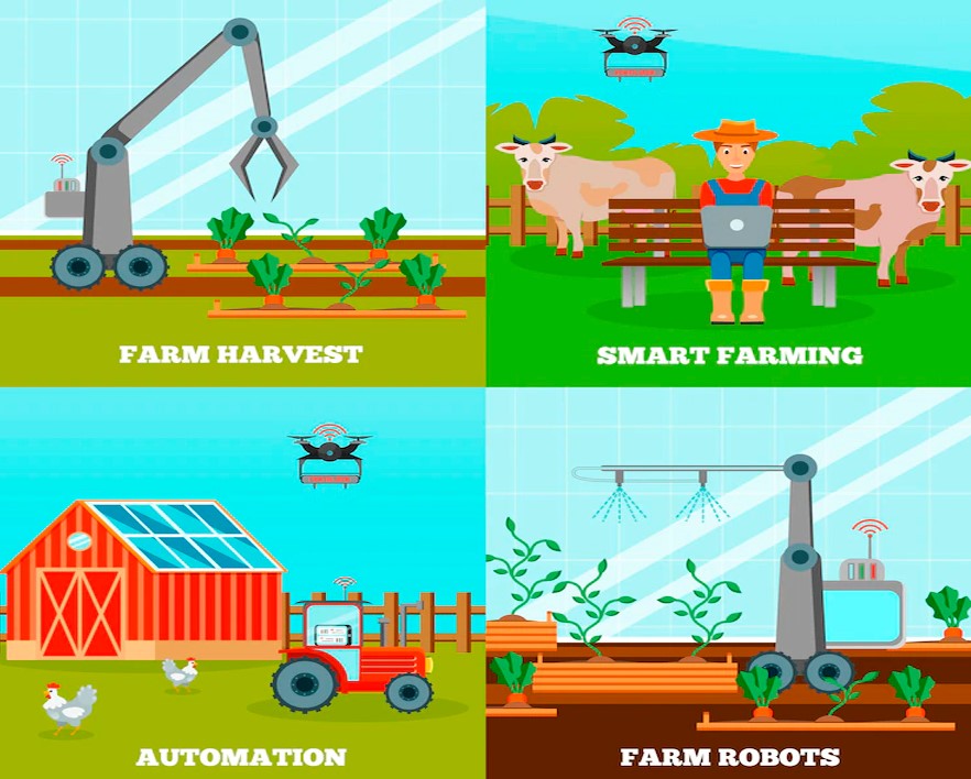 conjunto agricultura inteligente robotica